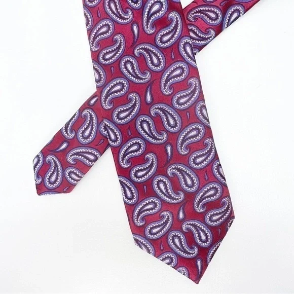 Robert Talbott Paisley Woven Silk Tie Best of Class Red Navy Blue White New NWT - Picture 2 of 7